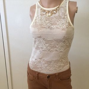 January 7 cream color lace bodysuit (A-11)